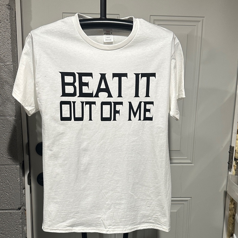 Hanes White Tee with Bold Black Text